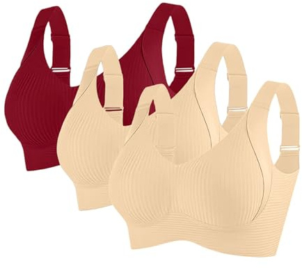 Full Coverage Bra Soft Cup for Senior Front Closure Breathable Seniors Wirefree Bras Older Women Seamless Comfortable (J, XXL)