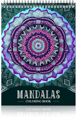 Mandala Colouring Book, 60 Unique Designs for Relaxation, Spiral Bound, Colour by Numbers for Adults, Adult Colouring Books for Women, Arts and Crafts for Adults, 11.4x8.3 Inches (Color Mixing)