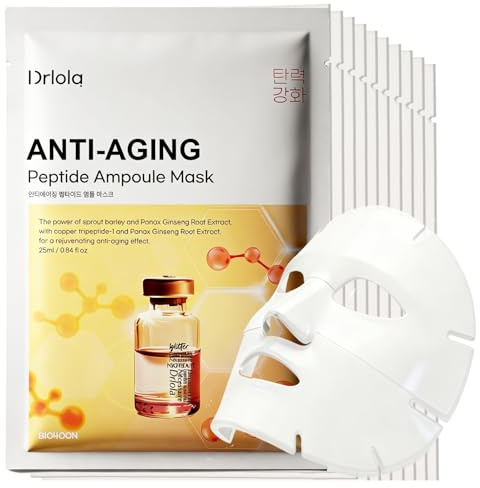 Korean Face Mask Sheet 10 Pack, Hydrating Brightening Anti Aging | Deep hydration with Hyaluronic Acid, Niacinamide and Panthenol for soft, radiant and refreshed skin