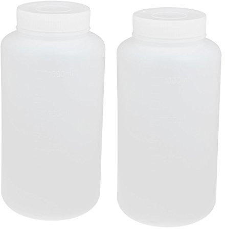 Sourcingmap 2pcs 1000ml PE Plastic Wide Mouth Sealed Liquid Storage Bottle Container White