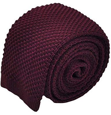 Ecravate Cravate Tricot Uni, Polyester, Bout Carré, Slim, 146x5,5cm