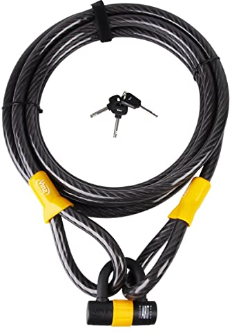 VINZ Kibo Schlaufenkabel ø20mm | ART 1 Zertifikat | Stahlseil mit Kunststoff ummantelt | Kabelschloss aufrollbar 3m - 10m Lang mit Schlüsseln | geeignet als Bootsschloss/Gartenmöbel zu sperren (5m)