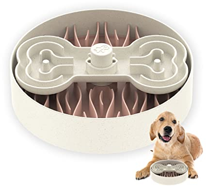 Puzzle Feeder Hundenapf, Slow Feeder Dog Bowls for Dogs, Dog Bowl Slow Feeder for Dry, Wet and Raw Food, Puzzle Bowl Lick Mat with Enrichment Texturen, Puppy Slow Dog Bowl, 9,8 Zoll, Rosa
