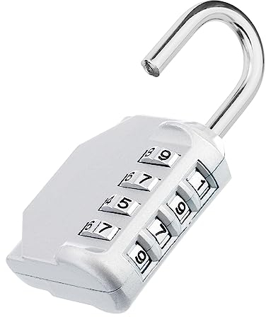 ZHEGE 4 Digit Combination Padlock, Weatherproof Number Padlock Outdoor for Garden Fence Gate, Shed Door, Coded Security Padlock for Gym Lockers, School Lockers (Silver)