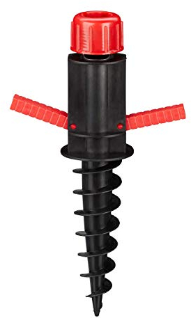 Relaxdays Bodenhülse, Einschraubhülse mit Griffen, Erddorn für Sonnenschirm, 19-32 mm, Camping, Strand, schwarz/rot