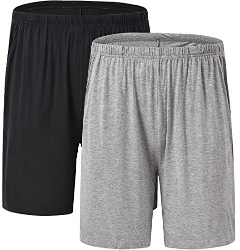 JINSHI Pantaloni Corti Pigiama da Uomo Morbide Modal Shorts da Salotto Biancheria da Notte 2Pack-01 4XL