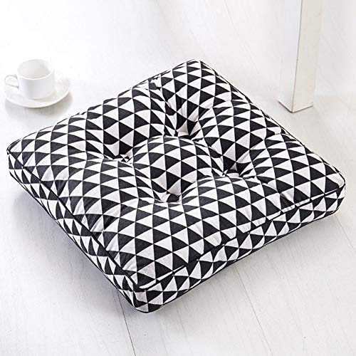 YEARLY da Terra Tatami Cuscino per Esterni, Triangolo Quadrata Cuscini per Sedia Trapuntato Addensare Traspirabilità Overstuffed Sgabello Auto Tappetino Mobili Seduta Cuscino-Nero 45x45cm(18x18inch)