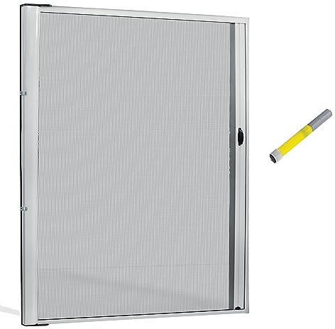 Zanzariera Porta Finestra a Rullo Scorrevole e Riducibile In Alluminio - 150x250 con Frizione- Fai Da Te (Bianco, 150x250)