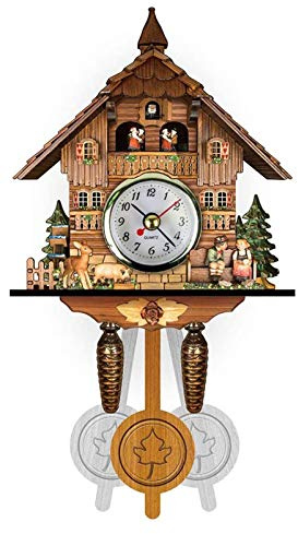 Horloge À Coucou Quartz en Forme de Maison, Horloge Murale Coucou Pendule En Bois Maison Traditionnelle de La Forêt Noire Pour Restaurant Café Hôtel Bureau Décoration