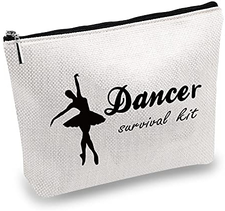 CREATCABIN Canvas Make Up Bags Printed Cosmetic Dancer Survival Kit Bag DIY Craft Multi-Function Pouches with Zipper Toiletry Bag for Keys Headset Lipstick Card Pencil Case Christmas 10x7inch