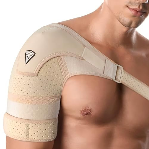 FIGHTECH Épaulière pour manchette des rotateurs déchirée - 4 tailles - Soulagement de la douleur à l'épaule, soutien et compression - Manchon pour la stabilité et la récupération de l'épaule -