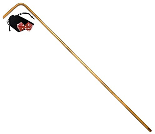 Genuine Las Vegas Strip Casino Dice w/Pouch + Craps Dice Dealer 36 Rattan Stick (Cyber-Deals Bundle)