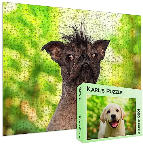 Scherzpuzzle Geschenk Welpe/Hund - 1000 Teile Puzzle mit falschem Kartonmotiv als lustige Geschenkidee, Scherzartikel oder Scherzgeschenk