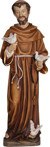 FADEDA Hlg. Franciskus med duvor/höjd: 21 cm/handmålad/detaljerade krubbfigurer – julbord, dekoration, krubbtillbehör