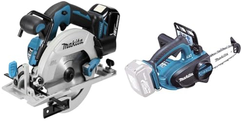 Makita DHS680Z Akku-Handkreissäge 57mm 18 V (ohne Akku, ohne Ladegerät), Blau, Silber & DUC122Z Top Handle Akku-Kettensäge 18 V (ohne Akku, ohne Ladegerät)