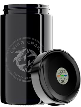 Chiko Chako® Premium UV-skydd med violett glas | fermenteringsglas med digital hygrometer | lufttät humidor | örtförvaringsglas | fuktvisning | 60 g kapacitet | 1 000 ml