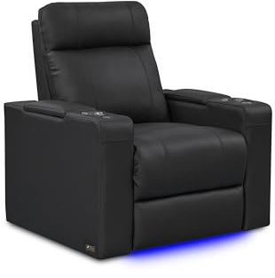 Valencia Piacenza Luxury Edition |Top-Grain Semi-Aniline Nappa 20000 Leather, Power Recline, Power Lumbar Support & Headrest, (Single Seat, Onyx)