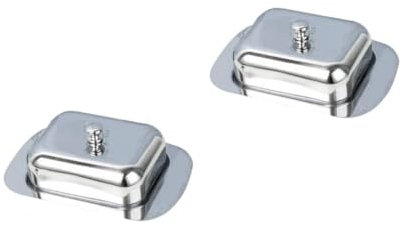 PRETYZOOM 2 Pz piatto di burro contenitori scatole custode del burro francese stampo per burro vassoio del burro da cucina custode del formaggio al burro Silver