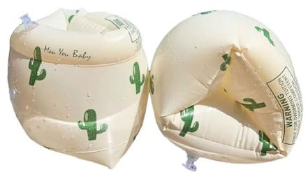 YOBOKO Aufblasbare Schwimmflügel zum Schwimmenlernen Schwimmtrainingsringe Schwimmarmband für Kinder Jungen Mädchen Erwachsene 2 Stück (Beige Cactus)