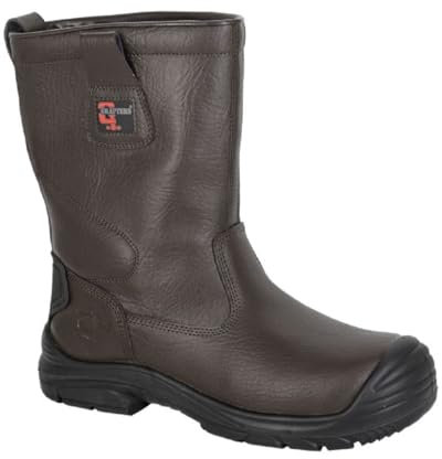 Grafters Safety Rigger Boots, Steel Toe Cap, Wide Fit, Thermal Leather, M922B (Brown, UK Footwear Size System, Adult, Men, Numeric, X-Wide, 9)