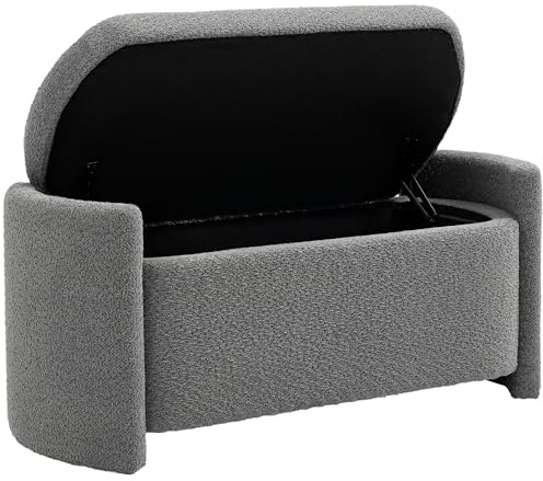 HOMCOM Panca da letto con vano portaoggetti, panca imbottita con coperchio, effetto velluto, per soggiorno, camera da letto, grigio, 105 x 44 x 45,5 cm