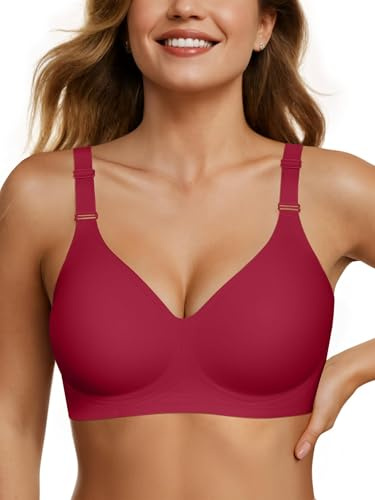 OEAK Soutiens-gorge sans couture pour femmes – Soutien-gorge confortable en gel sans armature – Soutien-gorge push-up à soutien complet – Grande taille – Décolleté en V – Soutiens-gorge pour dormir en
