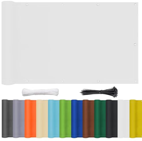 nvdsivee Pantalla Privacidad Balcon Impermeable Protección UV Cubierta de Protección de Privacidad para Exterior Terraza Patio Jardín Balcón Blanco 0.6x3m