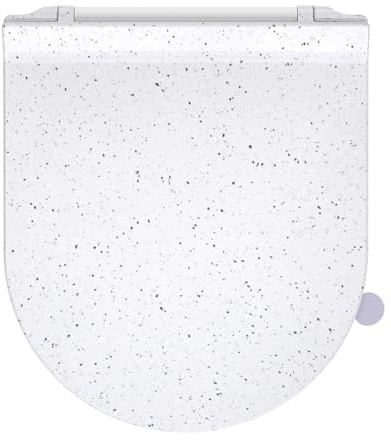 SREWOHS PRO Tapa Wc Ultrafino Forma D Universal, Asiento de Inodoro de Cierre Suave con Liberación Rápida para una Fácil Limpieza,Mármol Blanco, 42,5 * 36,2 cm