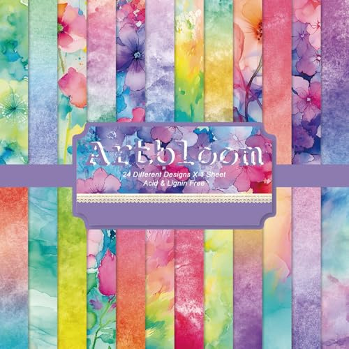 24 fogli di carta per scrapbooking a motivi floreali da 6x6 pollici, carta artigianale vintage a motivi per scrapbooking, creazione di biglietti, decoupage e progetti fai da te (24 design unici) (C)
