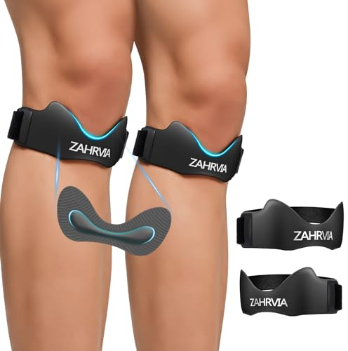 ZAHRVIA Lot de 2 Genouillères Rotuliennes, Attelle Genou Réglable pour Soulagement Douleur, Genouillère Ligamentaire Genou pour Sport, Fitness, Running, Homme et Femme (Noir)