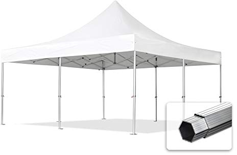 TOOLPORT ALU Pavillon Faltpavillon 5x5m ohne Seitenteile robust und wasserdicht Professional 50mm Partyzelt weiß schwer entflammbar