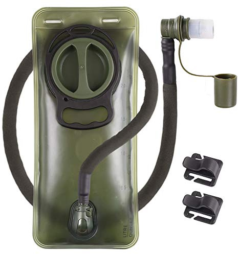 LANNEY 2L Hydration Bladder, Water Bladder for Hiking Backpack 2 Liter Water Storage Bag with Insulated Tube, Hydration Back Pack Replacement for Outdoor Camping Running Cycling Military Green
