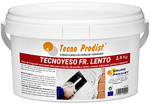 TECNO YESO LENTO Malta A Presa Rapida Controllata Di Tecno Prodist, (2,5 Kg) Intonaco A Presa Controllata. Ideale Per Intonaco, Rinzaffo, Pareti Divisorie In Cartongesso, Crepe O Buchi.