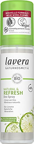 Lavera Deo Spray Natural & Refresh - 0% sels d' aluminium - vegan - Protection déodorante fiable 48h - cosmétiques naturels certifiés - citron vert bio et de minéraux naturels - 75 ml