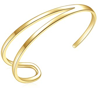 E 14K Vergoldete offene breite Manschetten-Armbänder für Frauen Teen Mädchen, einfache offene verstellbare Damen-Handgelenk-Manschetten-Armband Minimalismus-Schmuck-Geschenk für Frauen-Mädchen