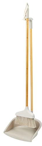 Salter LASAL31862WEU7 Dustpan and Brush Set Long Handled - Freestanding Broom and Dustpan Set, Lightweight Household Dust Pan, FSC®-Certified Bamboo Handle, Clip-Together Easy Storage, Warm Harmony