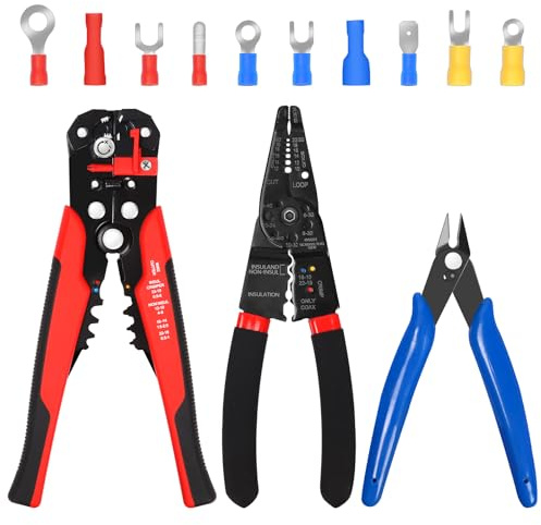 Keadic 103-teiliges Schnelltrenn-Flachstecker-Sortiment-Set mit Draht-Crimpzange, isoliertem Drahtverbinder, Drahtschneider und Abisolierzange für Marine, Auto, Zuhause