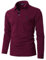 KUNJLELP Men's Regular-Fit Polo Shirt Long Sleeve Giraffe Embroidere Golf Polos 100% Cotton,Red,M