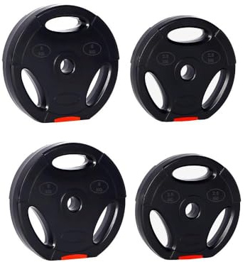 Leiv Hantelscheiben-Set 15 kg, 30 mm Standard-Hantelscheiben, Langhantel- und Kurzhantelgewichte mit Griffen, 2 × 2,5 kg + 2 × 5 kg Gewichtsplatten für das Krafttraining zu Hause