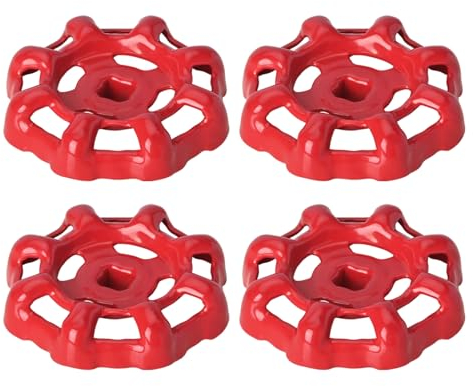 KOVOSCH 4 Stück 7 * 7mm Rot Ventil Handrad Wasserhahn Griff Kugelhahn Absperrventil Ersatz, Runde Rad Für Wasserrohr