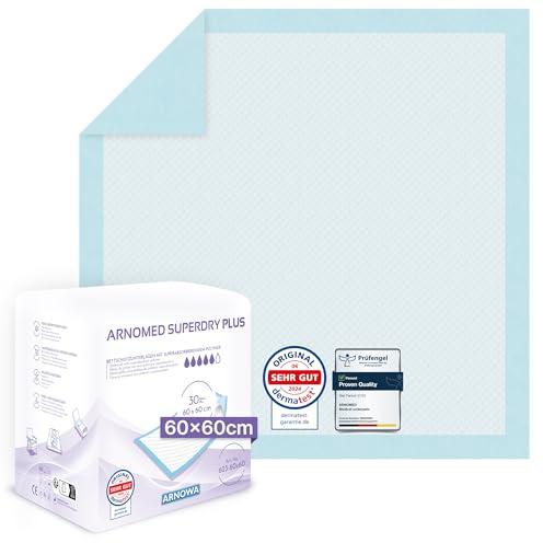 60x ARNOMED Traversine 60x60cm, Traverse letto per incontinenza usa e getta, traversine neonato fasciatoio, traverse letto anziani assorbenti a 5 strati in cellulosa in caso di incontinenza