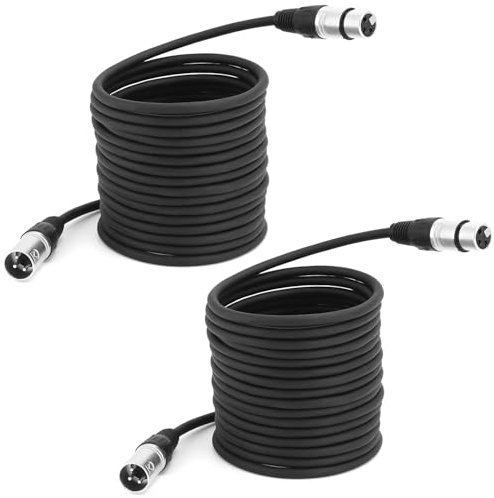 QWORK® 2 Pezzi 5M Cavi XLR, 3 Pin Cavo per Microfono XLR Maschio a Femmina, per Microfono, Altoparlanti, Mixer Audio