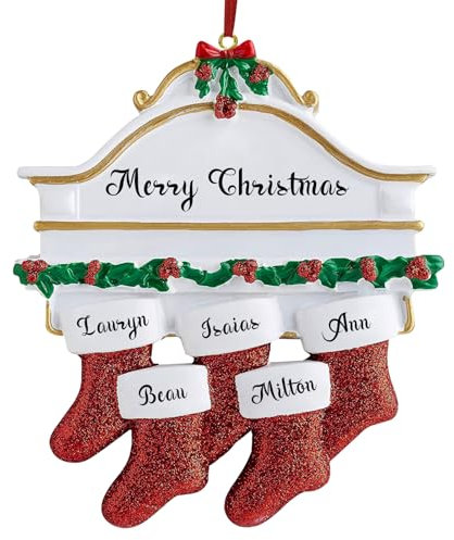Personalized Christmas Stocking Pendants, Family 2-8, Tree Decoration Gifts with Name and Blessings, Resin Hanging Ornaments
