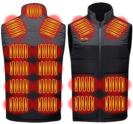 KUIH Unisex Electric Heated Vest Body Warmer Rechargeable Heated Waistcoat Jacket Waterproof Winter Warm Down Vest for Motorcycle Skiing Hunting Fishing