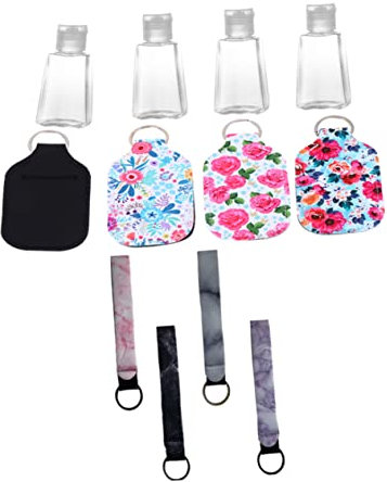 FOMIYES 4sets Neoprene Keyring Bottle Cover Travel Bottles Key Holder for Shampoo Soap Toiletries for Backpack Stroller