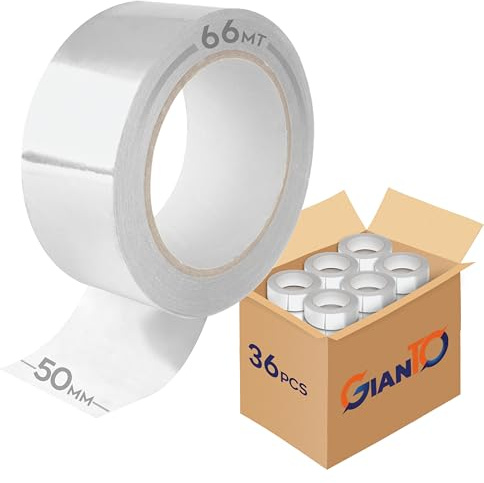 GIANTO 36 Rotoli di Nastro Trasparente Adesivo - 50 mm x 66 metri Rotolo per Pacchi, Cartoni, Traslochi, Imballaggio, Spedizioni, Resistente Antistrappo, Made in Italy (Set 36 pz)