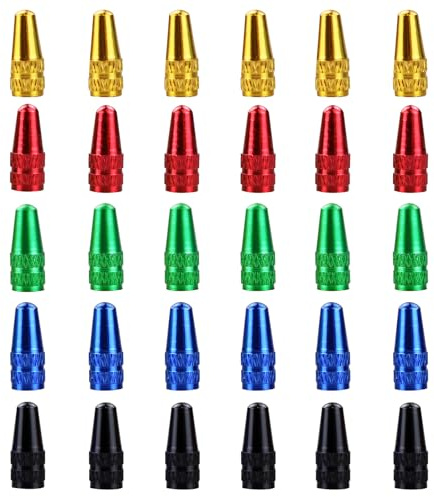 30 tapones para válvulas de bicicleta Presta, varios colores, aleación de aluminio anodizado, estilo francés, tapas para válvulas de neumáticos de bicicleta de carretera