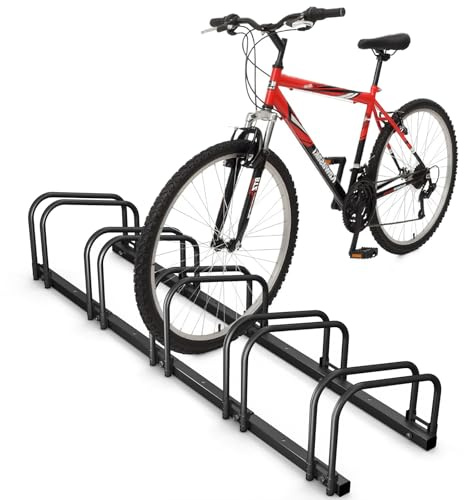 VOUNOT® Soporte para Aparcar 5 Bicicletas, Aparcamiento, Estacionamiento para Bicis, Suelo y Pared Montaje, Interior y Exterior, Negro