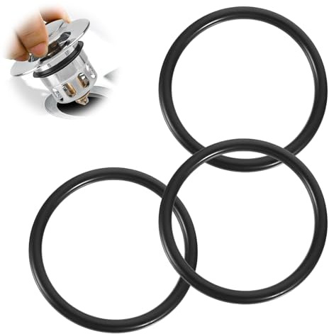3 Pcs 38mm Bath Plug Seal O-Rings Seal Rubber, Replacement Seal Rings, Spare Seals Sink Strainer Washers,O-Ring Gaskets for Pop-Up Basin Drain Bath Plug Rubber Bathroom Basin