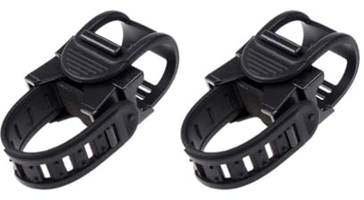 DEARMAMY Support de Lampe Torche Vélo en Plastique Noir Réglable Rotation 360° Lot de 2 Clips Légers pour Guidon Accessoires Vélo